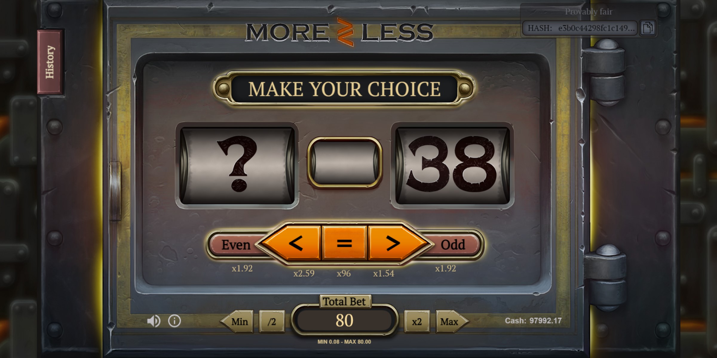 Interface de jogo More or Less